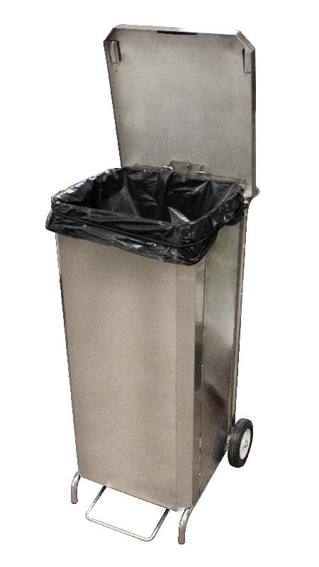 Porte-sacs mobile inox caréné de 100 à 130 litres à ouverture frontale L2G_1