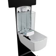 Station de désinfection des mains à pédale - Totem en acier poudré anti-UV - Distributeur 1,1L avec serrure_1