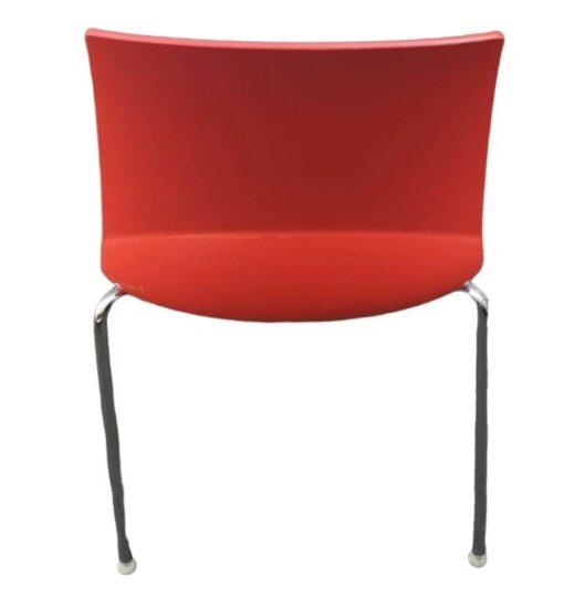 Chaise design rouge/orange d'occasion - Idéale pour salon, salle d'attente, salle à manger, bureau - Excellent état_1