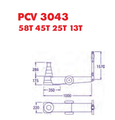 Cric hydropneumatique classique, 4 pistons 58t/45t/25t/13t - pasquin - pcv 3043_1