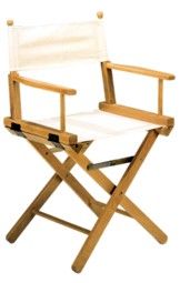 Régisseur - Chaise pliante en bois - Hêtre première qualité - Lasure Noyer - Assise et dossier coton écru_1