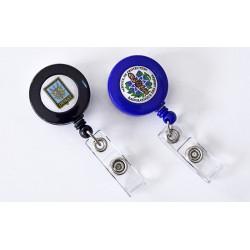 Zip enrouleur rond personnalisé - IDP22CP - avec clip ceinture et dôme résine_1