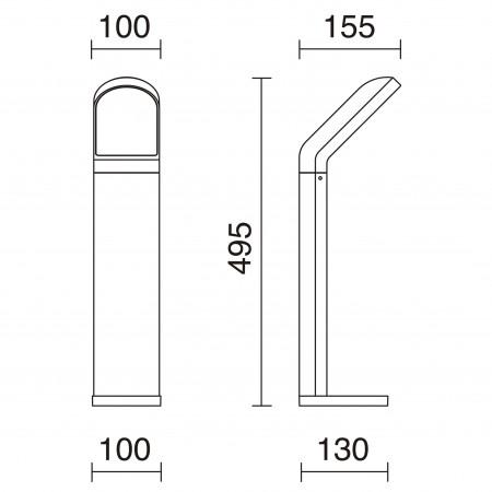 Borne Castello IP54 LED SMD 9W 3000K Blanc - 1200 lumens - Hauteur 495 mm - IK07_1