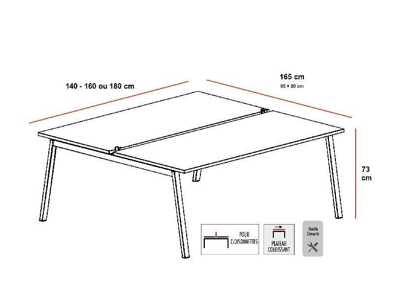 Bureau 2 personnes Born Wood - Mobel Linea - 140, Blanc, Chêne naturel_2
