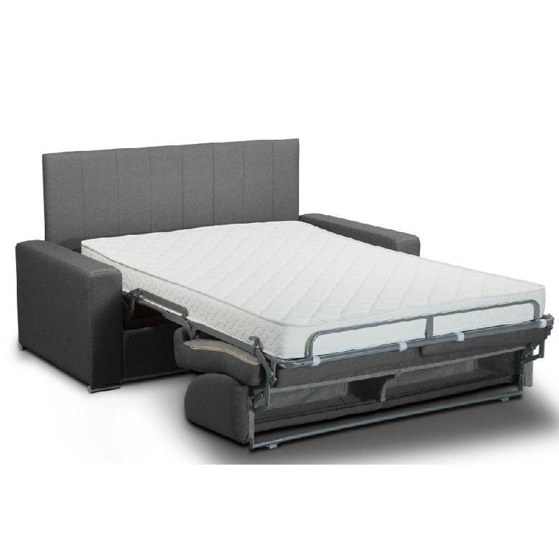 Canapé Belle Époque CanapExpress - Tweed Noir - Matelas Memory 22cm - Tête de Lit Intégrée - Convertible 3 Places_1