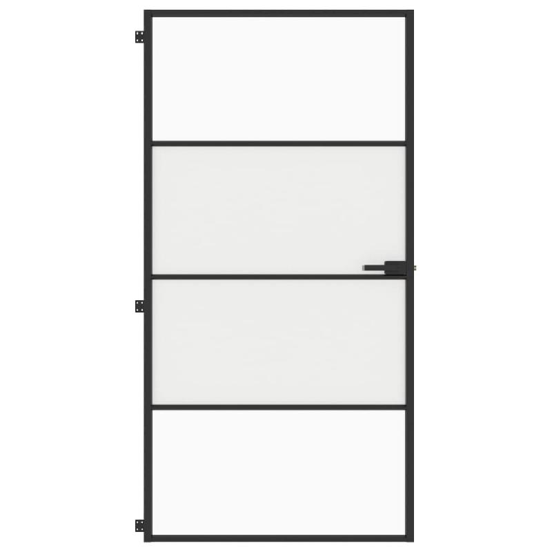 Vidaxl porte intérieure mince noir verre trempé aluminium 155122_1