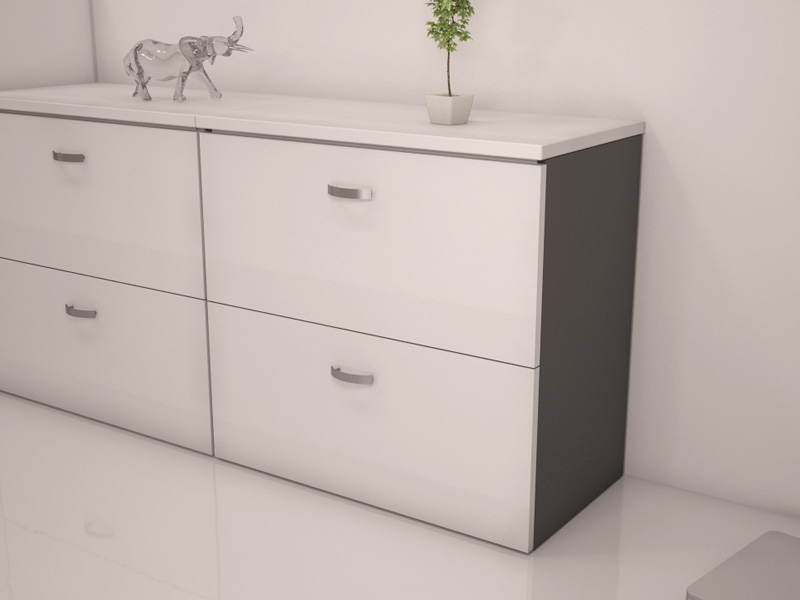 Armoire basse bicolore pour dossiers suspendus h82,5
