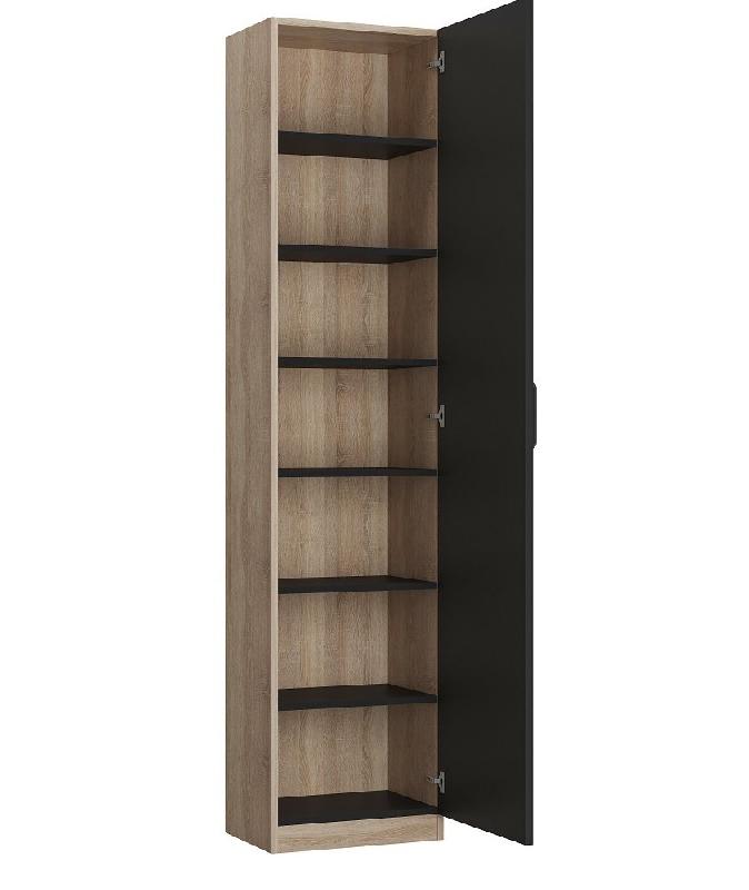 Armoire de rangement style industriel 1 porte KEY - bi-ton chêne noir mat 50 x 42 cm - 6 étagères et ferrures décoratives_1