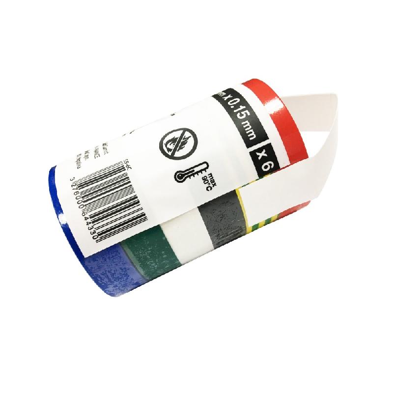 Lot de 6 rubans adhésifs multicouleur - PVC - 10 m x 15 mm_1