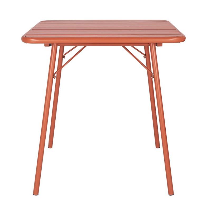 Table carrée à lattes en acier terracotta | Bolero - CK064_1