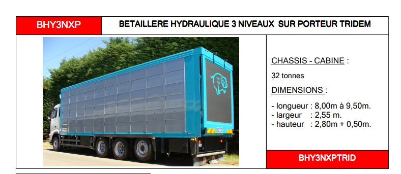 Bhy3nxp - Bétaillère hydraulique 3 niveaux - Carrosserie Guitton - Structure aluminium et toit rehaussable_1