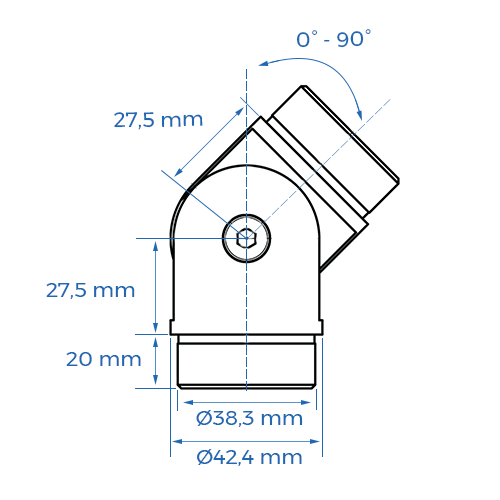 Coude inox orientable - Ø42,4 mm_1