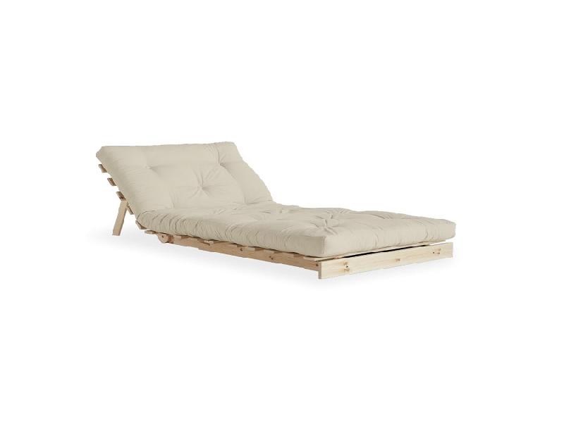 Fauteuil convertible futon ROOTS - Pin naturel beige - Couchage 90 x 200 cm - Design japonais_1