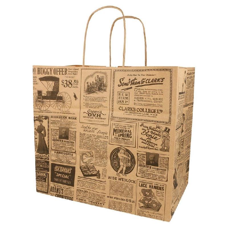 Sac kraft traiteur poignées torsadées Times 26+17x24cm - par 250_1