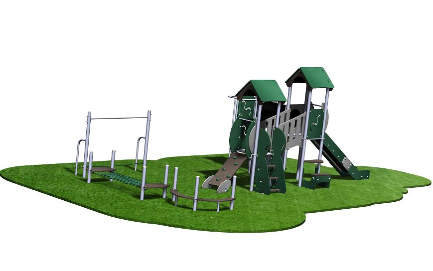 Structure de jeux inox 3 tours - gamme Alpha AL31203I - pour enfants dès 2 ans, capacité de 25_1