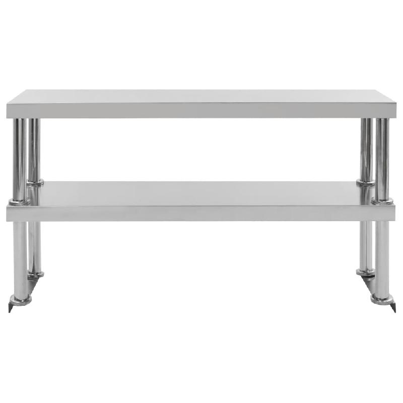 Vidaxl étagère de table de travail 2 niveaux 120x30x65 cm inox 51193_1