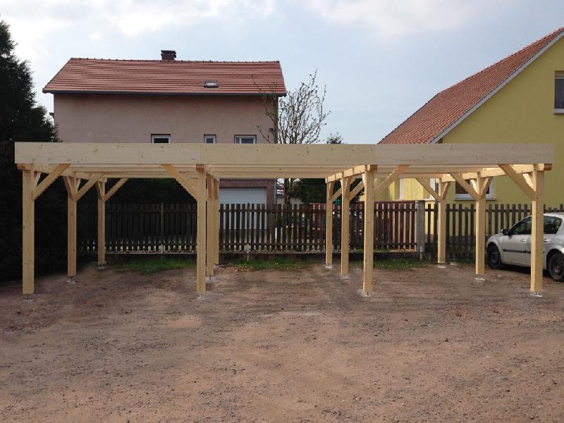 Abri carport toit plat 3 voitures en sapin lamellé-collé - abriboa_1
