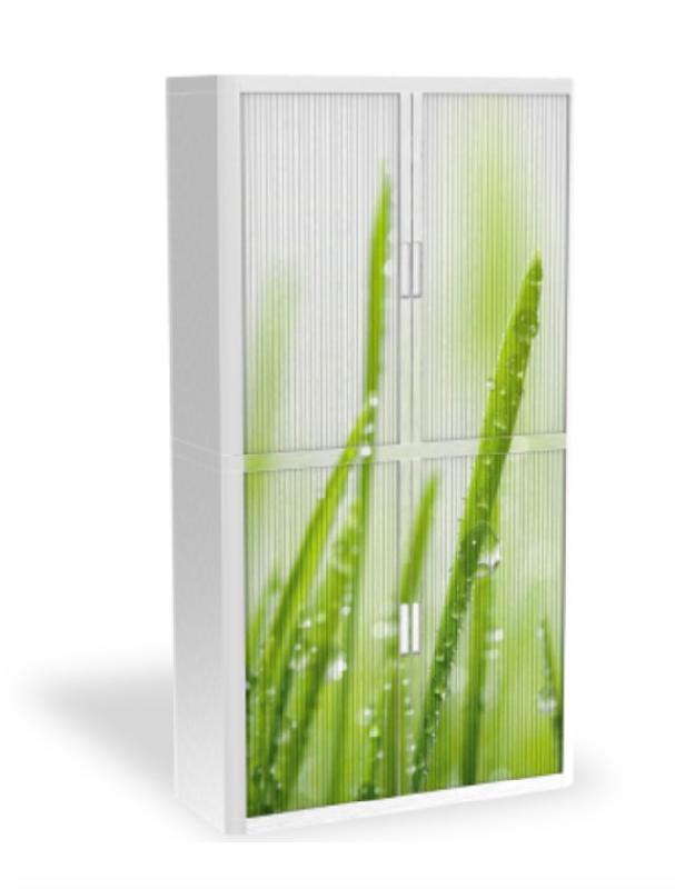 Armoire à rideaux avec décor nature - EasyOffice. - Morning Dew, Haute_1