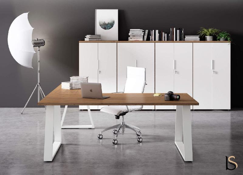 Bureau de direction design Pyramid - 200, Blanc, Hêtre, Non, Avec_2
