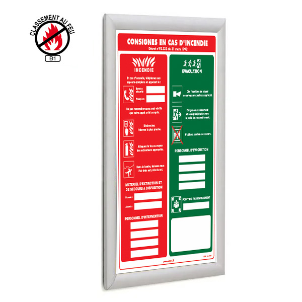 Cadre clic clac mural anti-feu A2 - Réf : VAC952AF - Aluminium anodisé avec protection anti-reflet non feu B1_1