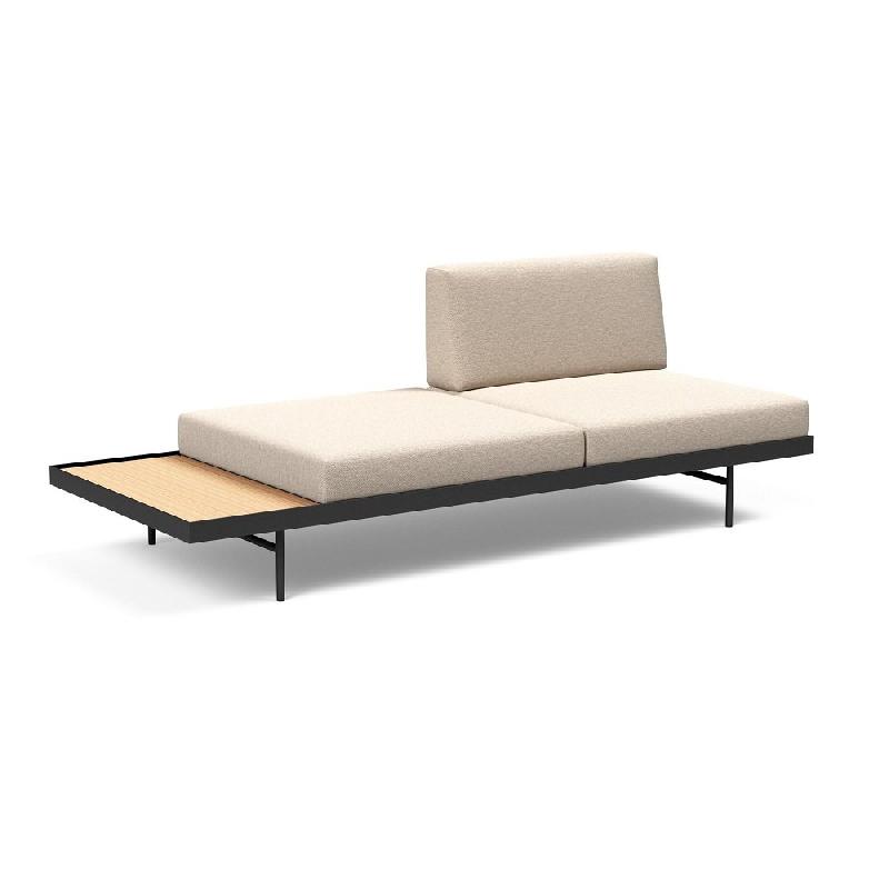 Innovation Living - Canapé design PURI convertible lit 195x80 cm en tissu Argus Natural avec table en chêne_1