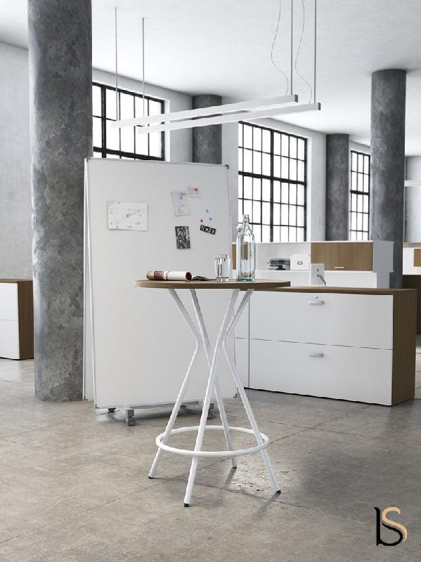 Table haute ronde PICO - Mobel Linea - Blanc 9010, 80, Acacia clair_1