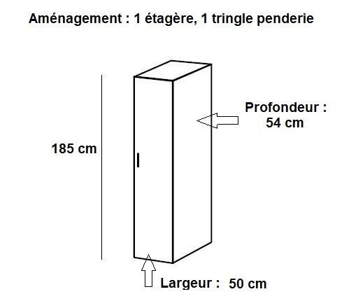 Colonne de rangement LUND - Penderie en chêne naturel - 50 x 54 x 185 cm - Structure en panneaux de particules_1