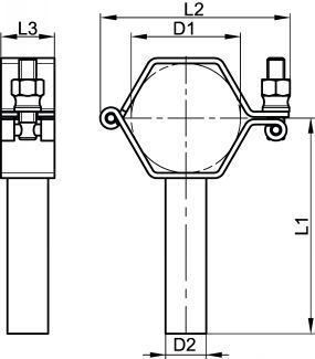 72115 - Colliers de fixation hexagonal articulé avec tige - Bene Inox - Diamètres 25 à 104 mm - Inox 304_1