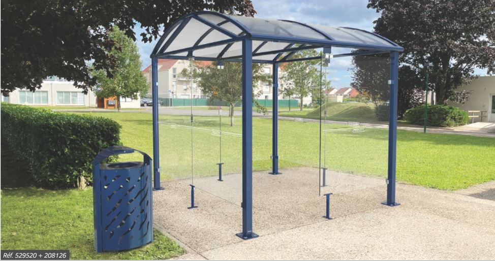 Abri fumeur voûte large - profondeur de 3 mètres - structure en acier et verre sécurisé_1