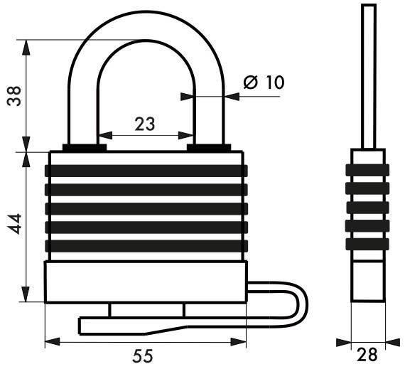 Cadenas à clé Slice - 50 mm - Gainé PVC - Couleurs assorties - Anse demi-haute ou classique - THIRARD_1