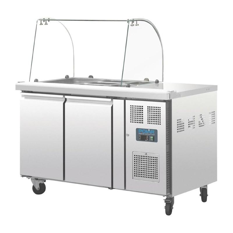 Comptoir de préparation réfrigéré GN avec pare-haleine Série U 2 portes CT393 Polar_1