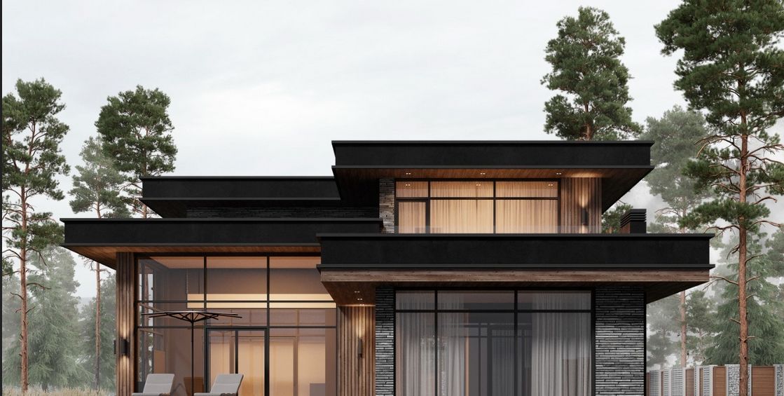 Maison moderne paramétrique en béton et acier à deux étages - 310 m² - ISK310_1