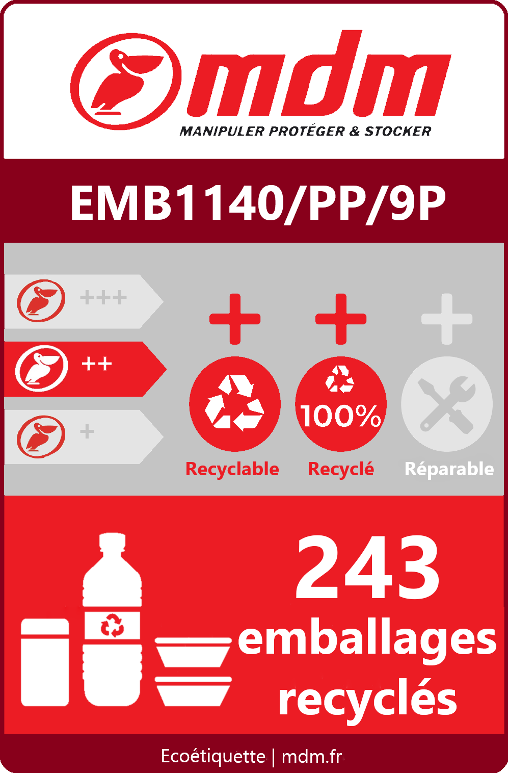 Palette plastique 1140 x 1140 mm pour container maritime - EMB1140/PP/9P - polypropylène recyclé, robuste et emboîtable_1