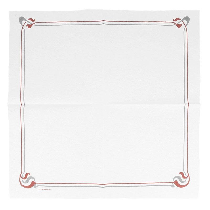 Serviette intissé blanc motif Maxim bordeaux/gris 40x40cm - par 700_1