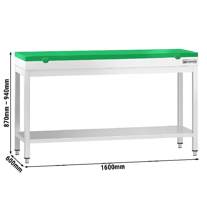 Table inox de découpe avec plan vert - Profondeur 600 mm | Ggm - 1600_1