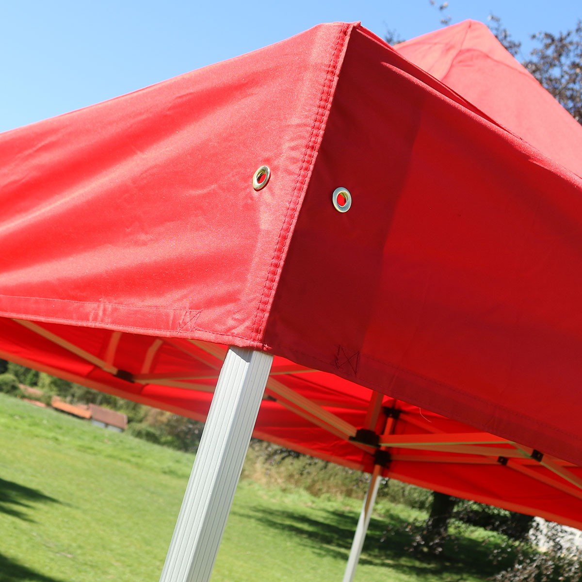 Tente pliante 3x3m rouge - Aluminium anodisé 40mm - Toit PVC 300g/m² traité anti-UV - Usage professionnel_1