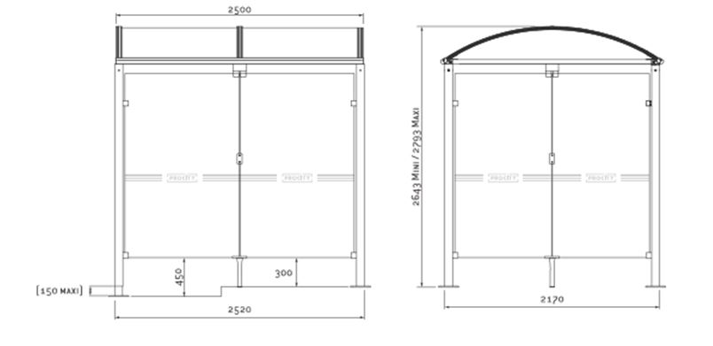 Abri vélos en voûte M - bardages en verre pour clarté et esthétisme - dimensions 2500 x 2635 x 2090 mm_1