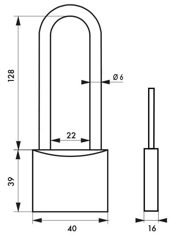 Cadenas à clé Mach 3 - 40 mm anse haute en laiton monobloc - usage extérieur - Thirard_1