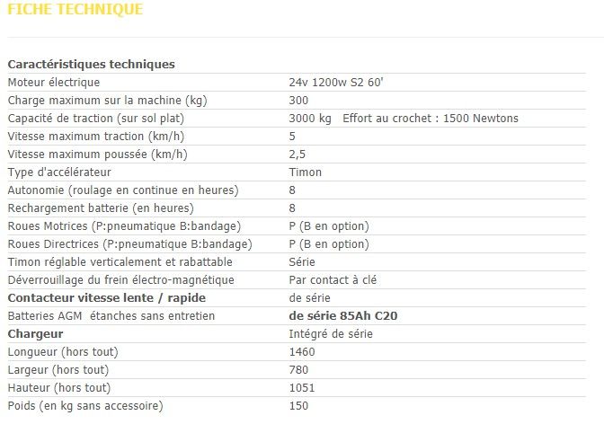 Tracteur pousseur électrique OT-1200 - Alitrak - capacité de traction 3000 kg - moteur 1200W - roues larges_1