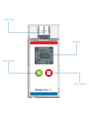 Tempmate C1 - Enregistreur de température à usage unique 90 jours pour carboglace, jusqu'à -90°C_1