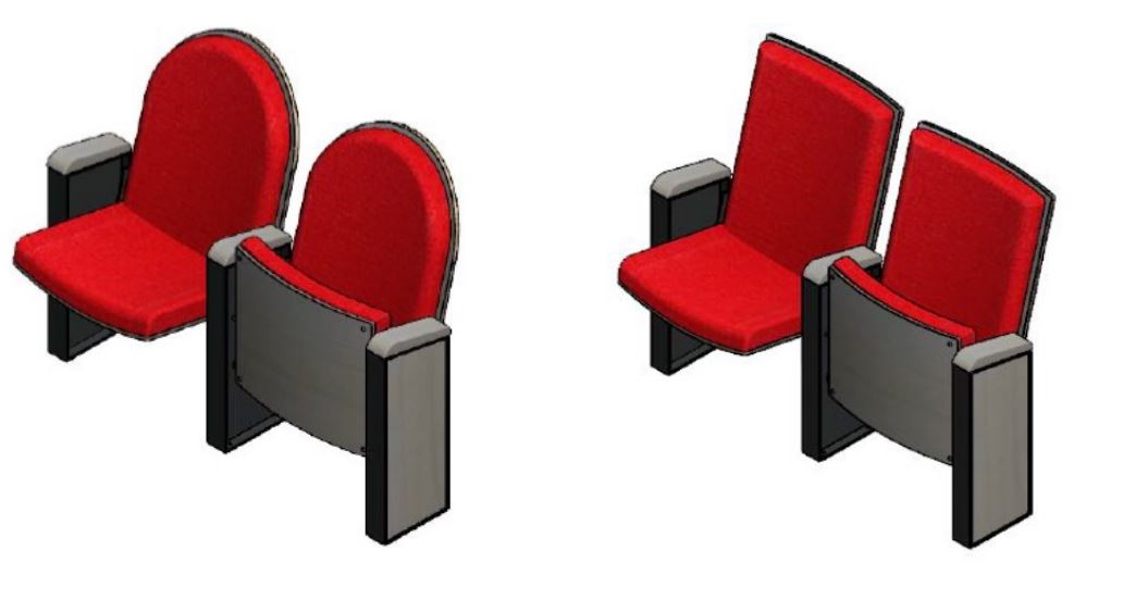 Fauteuil à piétement latéraux, assise relevable automatiquement et accoudoir commun à deux fauteuils - th70_1