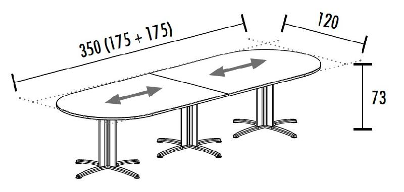 Table de réunion ovale évolutive Sigma - Mobel Linea - Blanc 9010, Poirier, 400_1