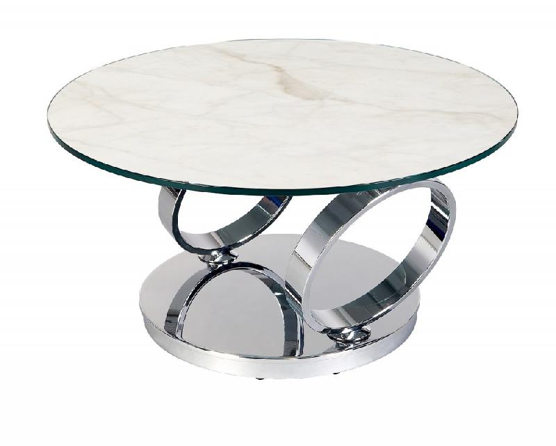 Table basse modulable Olympe Marble - plateaux pivotants en verre trempé et céramique marbre blanc_1