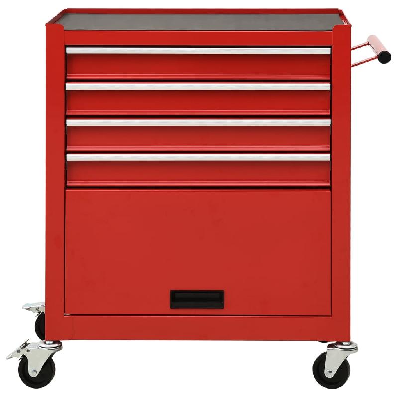 Vidaxl chariot à outils avec 4 tiroirs acier rouge 147187_1