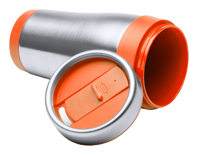 Mug thermo - double paroi en acier inoxydable - 450 ml - finition plastique colorée - livré en boîte cadeau_1