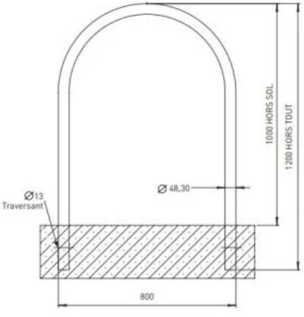 Arceau Vélos Toscane - Galva ou Peint - Largeur 800 mm - Hauteur 1000 mm - Tube acier Ø 48 mm - 7 Jours Chrono_1