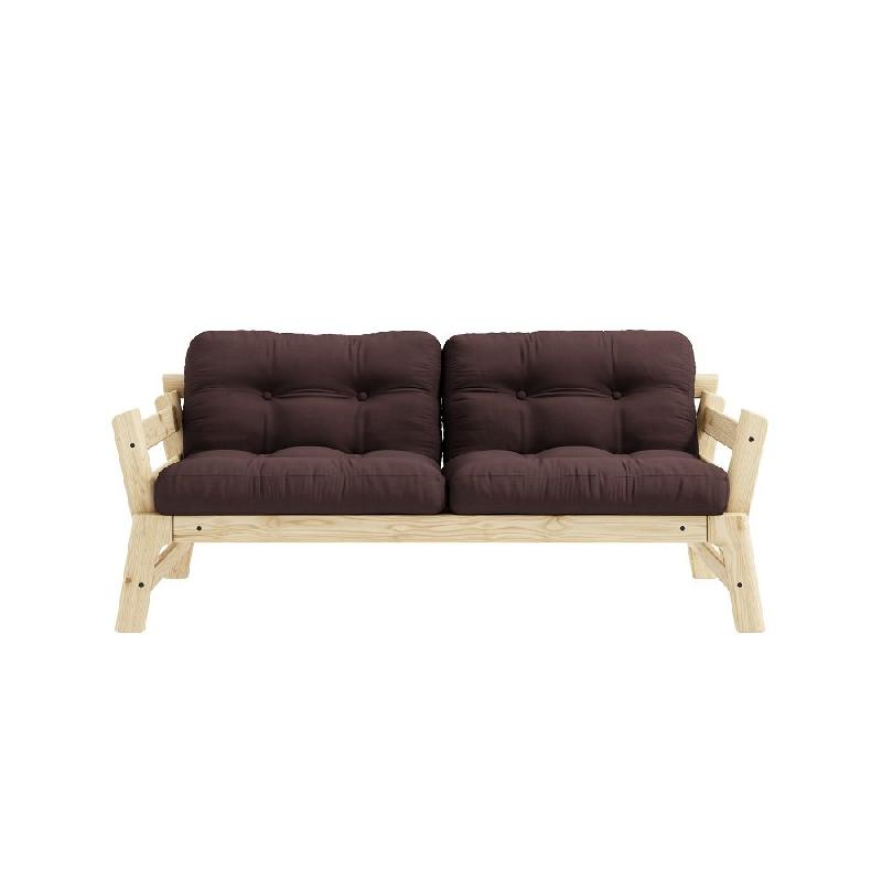 Banquette convertible futon STEP en pin massif - Coloris marron - Couchage 70x200 cm_1