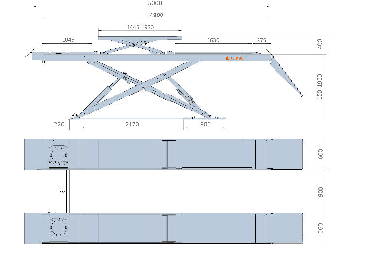Pont ciseaux posé 4T + levage auxiliaire 3,5T ultra fin premium - 5000mm_1