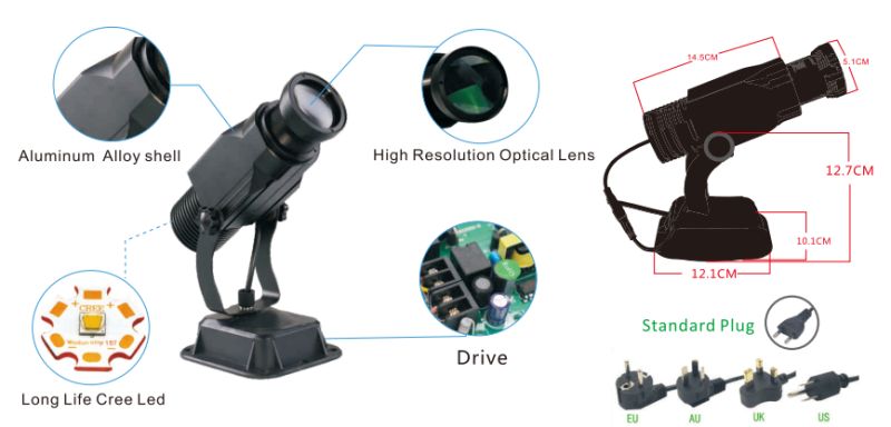 Projecteur gobo WT-ST1565 - Noble - LED statique 15W - Degré d'objectif : 15° / 30° - Extérieur - IP65_1