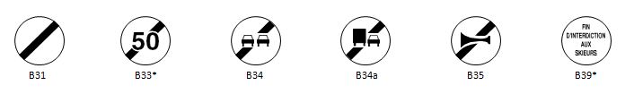 Signaux d'interdiction et de fin d'interdiction type B - Dimensions variées - Classe 1, 2, 3 disponibles_1